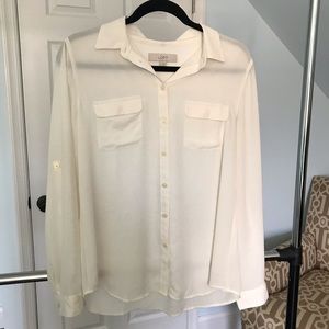 White Tunic Blouse Loft by Ann Taylor